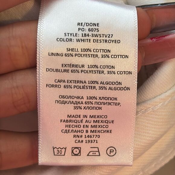 ReDone Originals 70s Stove Pipe in White Destroyed‎ Womens Size 31 - Picture 8 of 11